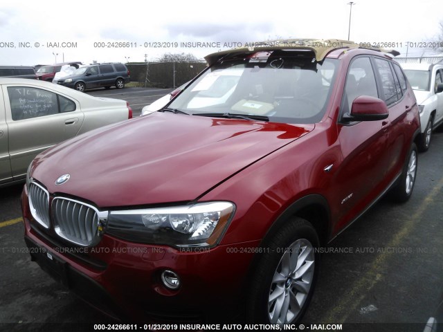 5UXWX9C5XG0D78601 - 2016 BMW X3 XDRIVE28I RED photo 2