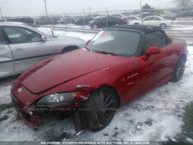 JHMAP21487S004405 - 2007 HONDA S2000 RED photo 2