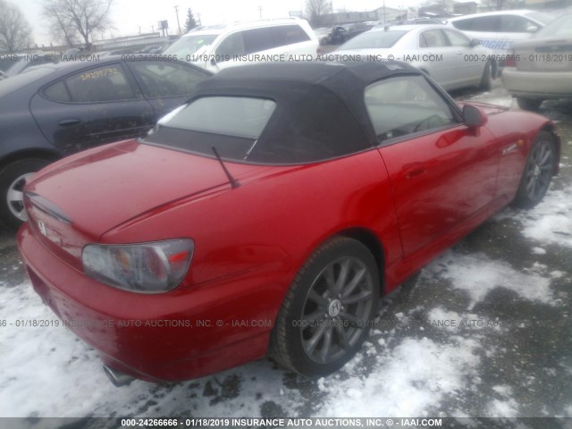 JHMAP21487S004405 - 2007 HONDA S2000 RED photo 4