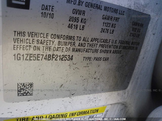 1G1ZE5E74BF212534 - 2011 CHEVROLET MALIBU LTZ WHITE photo 9