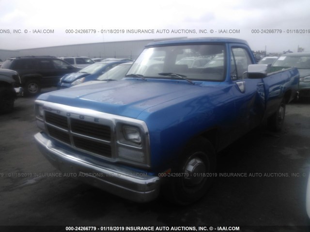 1B7JE26Y1PS222611 - 1993 DODGE D-SERIES D200/D250 BLUE photo 2