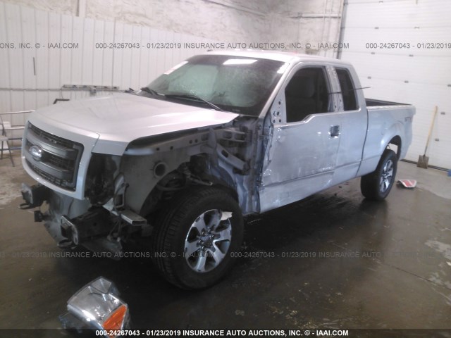 1FTFX1EF9DFB49325 - 2013 FORD F150 SUPER CAB SILVER photo 2