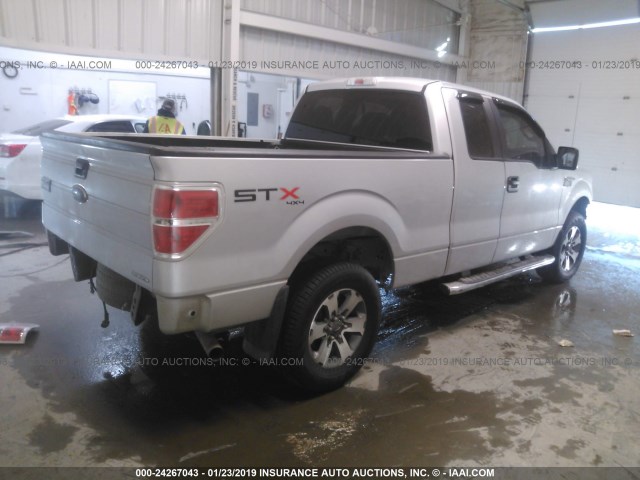 1FTFX1EF9DFB49325 - 2013 FORD F150 SUPER CAB SILVER photo 4