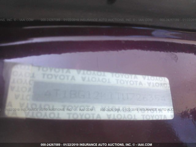 4T1BG12K1TU726354 - 1996 TOYOTA CAMRY DX/LE/XLE RED photo 9