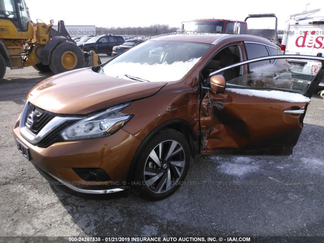 5N1AZ2MH1FN281450 - 2015 NISSAN MURANO S/SL/SV/PLATINUM ORANGE photo 2