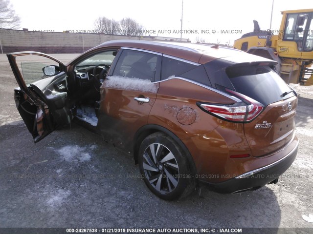 5N1AZ2MH1FN281450 - 2015 NISSAN MURANO S/SL/SV/PLATINUM ORANGE photo 3