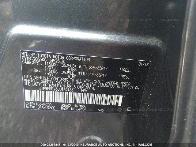 JTMWFREV3JJ169183 - 2018 TOYOTA RAV4 ADVENTURE/XLE 灰色 照片 9