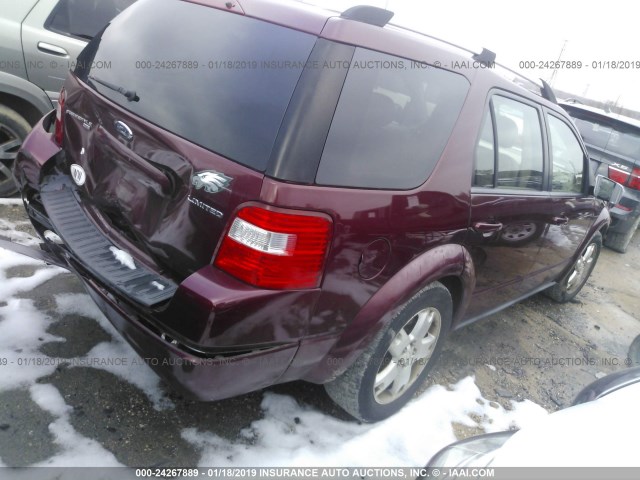 1FMDK06137GA41327 - 2007 FORD FREESTYLE LIMITED RED photo 4