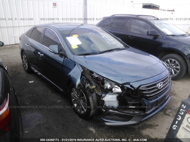 5NPE34AF8HH486580 - 2017 HYUNDAI SONATA SPORT/LIMITED BLUE photo 1