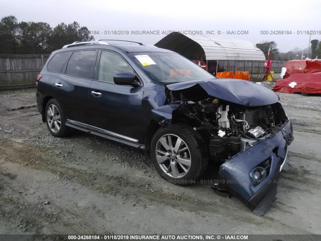 5N1AR2MN7EC604657 - 2014 NISSAN PATHFINDER S/SV/SL/PLATINUM BLUE photo 1