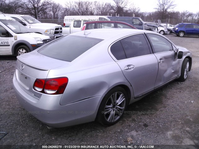 JTHBC96S875007416 - 2007 LEXUS GS 450H SILVER photo 4