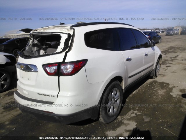 1GNKRFED5FJ137541 - 2015 CHEVROLET TRAVERSE LS WHITE photo 4