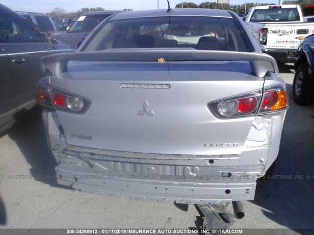 JA32U2FU2BU040982 - 2011 MITSUBISHI LANCER ES/ES SPORT SILVER photo 6