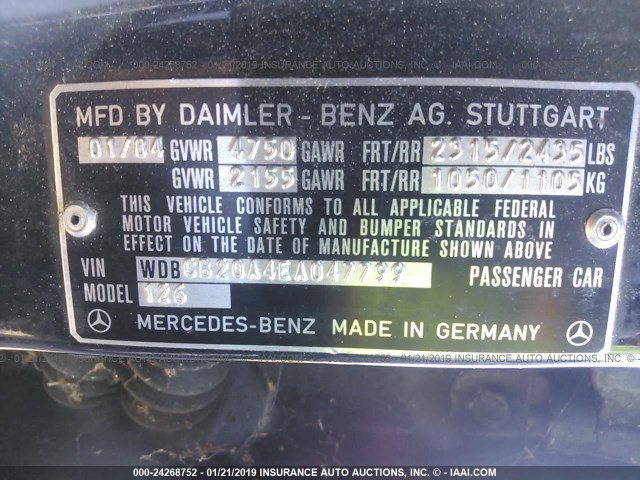 WDBCB20A4EA047799 - 1984 MERCEDES-BENZ 300 SD BLACK photo 9