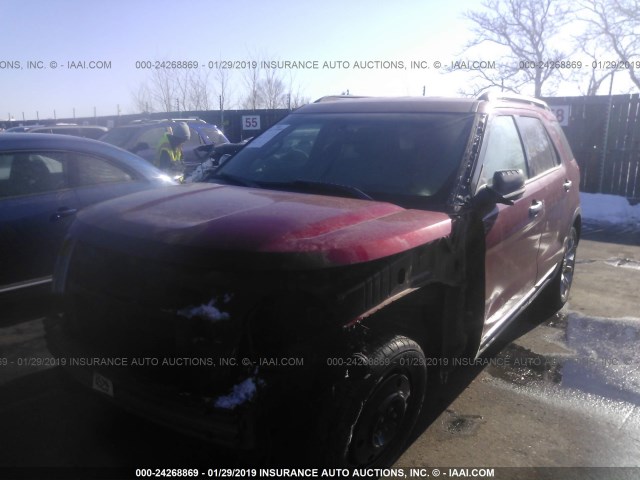 1FM5K7D86DGB52950 - 2013 FORD EXPLORER XLT RED photo 2