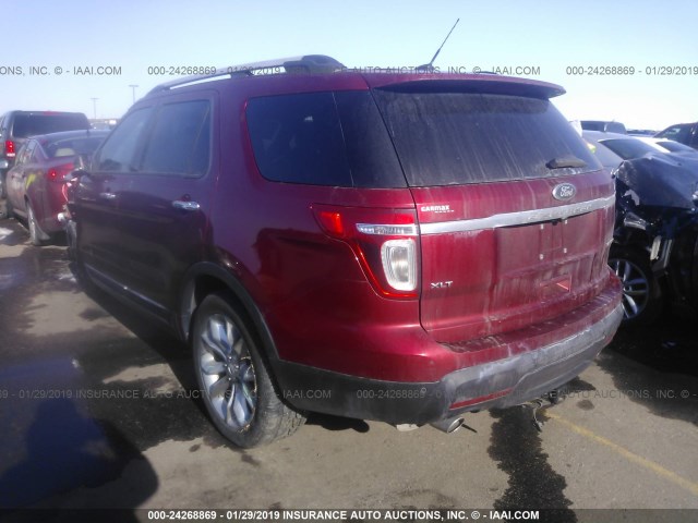 1FM5K7D86DGB52950 - 2013 FORD EXPLORER XLT RED photo 3