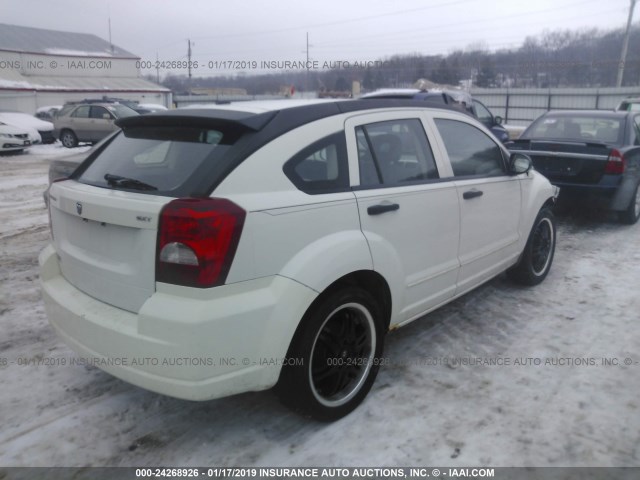 1B3HB48BX7D576693 - 2007 DODGE CALIBER SXT WHITE photo 4