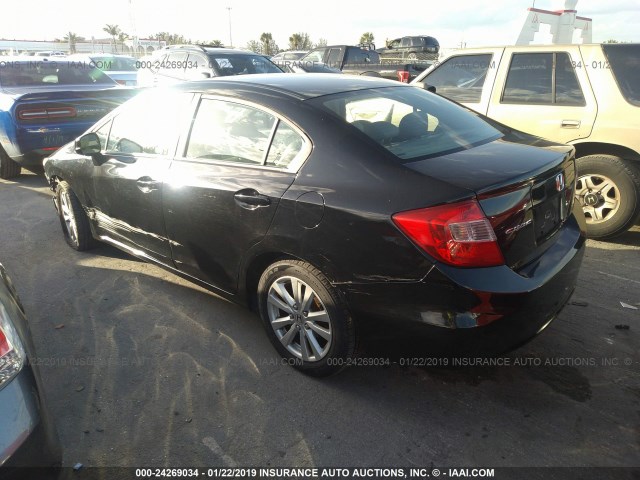 19XFB2F92CE019828 - 2012 HONDA CIVIC EXL BLACK photo 3