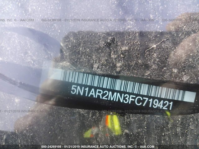 5N1AR2MN3FC719421 - 2015 NISSAN PATHFINDER S/SV/SL/PLATINUM BROWN photo 9
