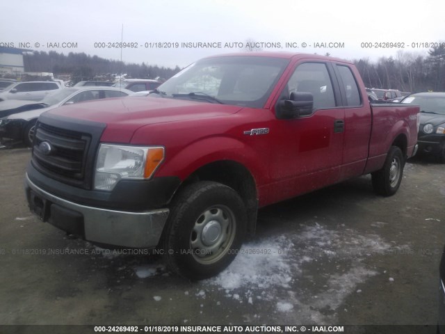 1FTEX1EM8EKD42651 - 2014 FORD F150 SUPER CAB RED photo 2