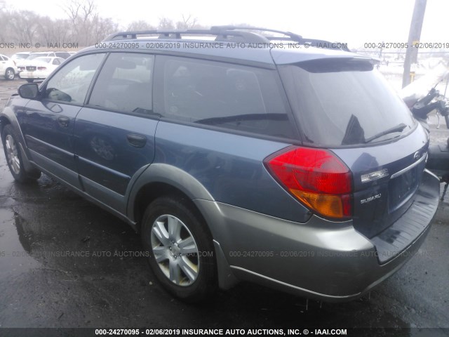 4S4BP61C657391021 - 2005 SUBARU LEGACY OUTBACK 2.5I BLUE photo 3