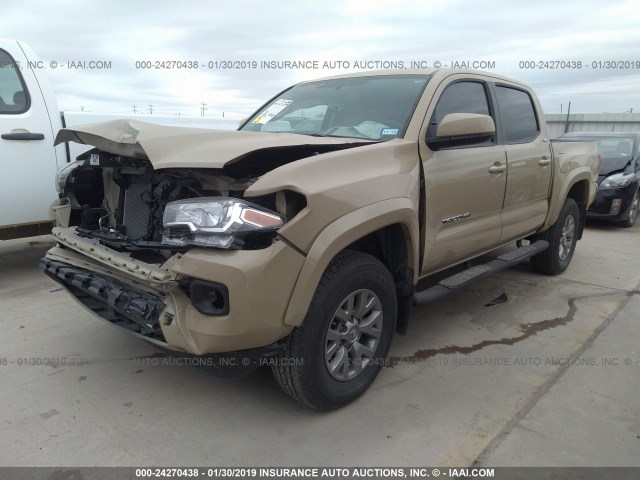 5TFAZ5CN6HX050225 - 2017 TOYOTA TACOMA DBL CAB/SR5/TRD SPORT/OR TAN photo 2