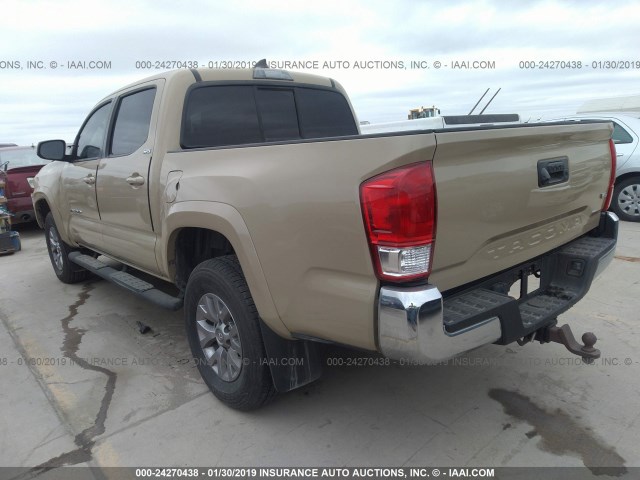 5TFAZ5CN6HX050225 - 2017 TOYOTA TACOMA DBL CAB/SR5/TRD SPORT/OR TAN photo 3