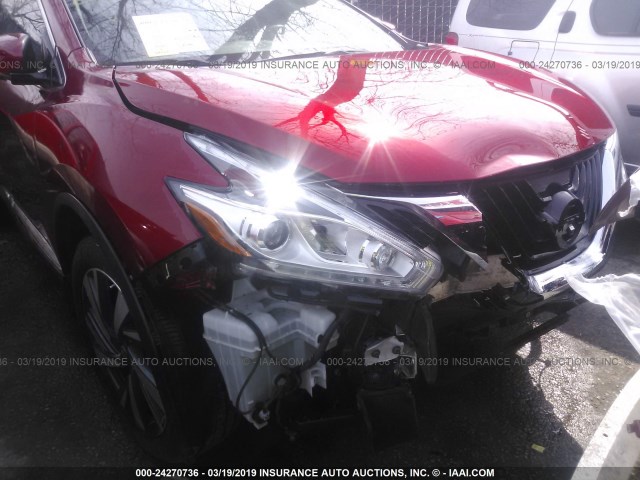 5N1AZ2MH7GN154476 - 2016 NISSAN MURANO S/SL/SV/PLATINUM RED photo 6