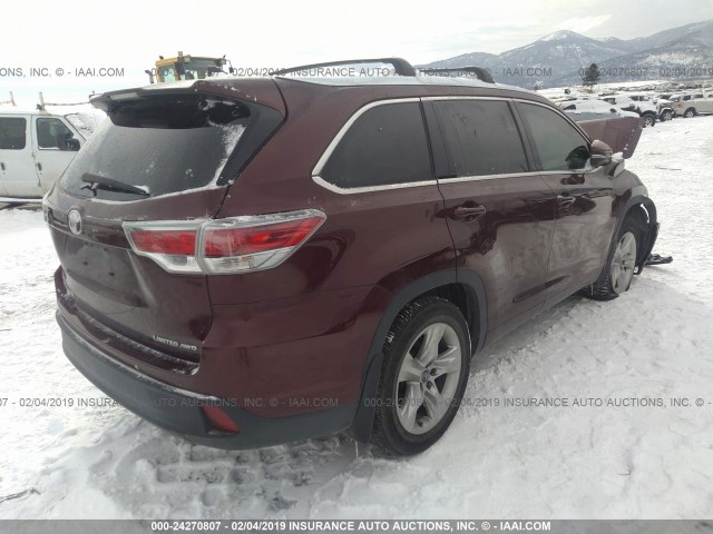 5TDDKRFH9GS317537 - 2016 TOYOTA HIGHLANDER LIMITED/LTD PLATINUM PURPLE photo 4