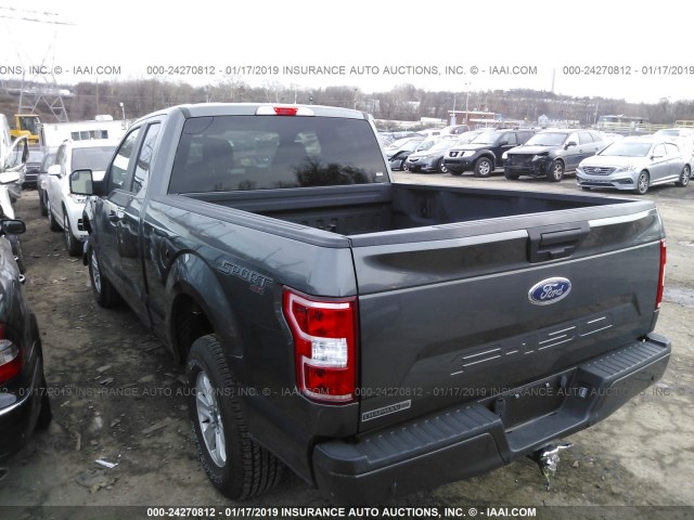 1FTEX1EB9JFA26063 - 2018 FORD F150 SUPER CAB GRAY photo 3