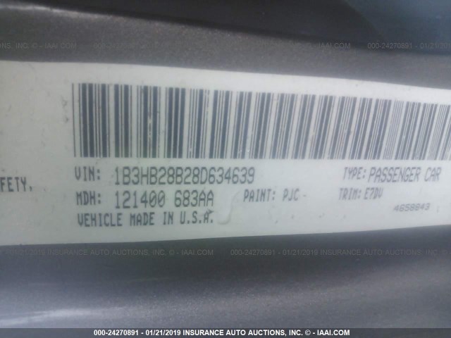 1B3HB28B28D634639 - 2008 DODGE CALIBER GOLD photo 9