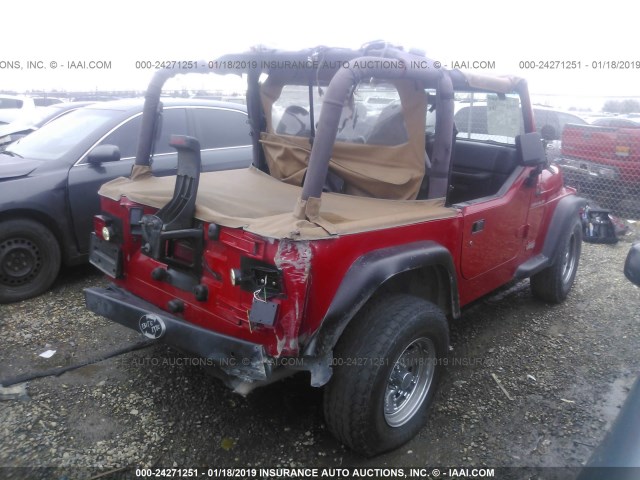 1J4FA29P11P368113 - 2001 JEEP WRANGLER / TJ SE RED photo 4