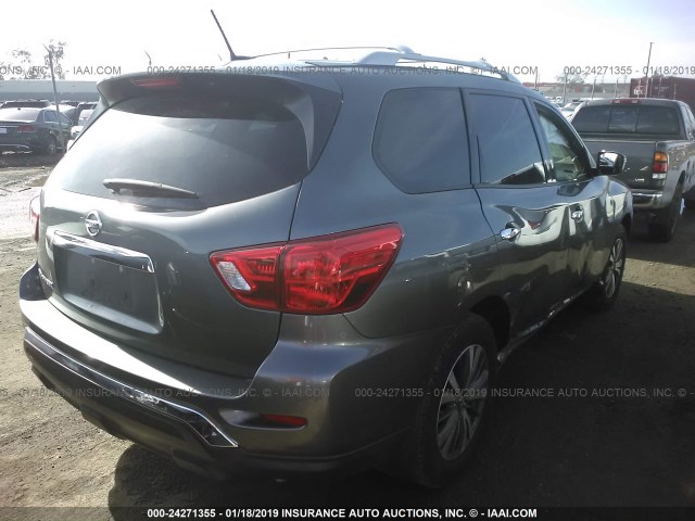 5N1DR2MN9HC696291 - 2017 NISSAN PATHFINDER S/SV/SL/PLATINUM GRAY photo 4