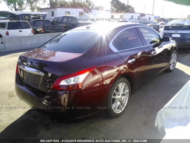 1N4AA5AP5AC827735 - 2010 NISSAN MAXIMA S/SV BURGUNDY photo 4