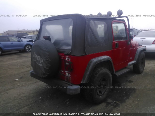 1J4FY29P4XP417230 - 1999 JEEP WRANGLER / TJ SE RED photo 4