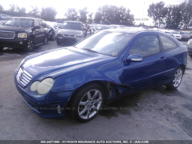 WDBRN47J82A343830 - 2002 MERCEDES-BENZ C 230K SPORT COUPE BLUE photo 2