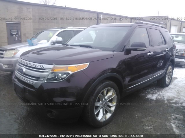 1FMHK8D8XBGA24551 - 2011 FORD EXPLORER XLT MAROON photo 2