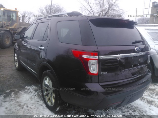 1FMHK8D8XBGA24551 - 2011 FORD EXPLORER XLT MAROON photo 3