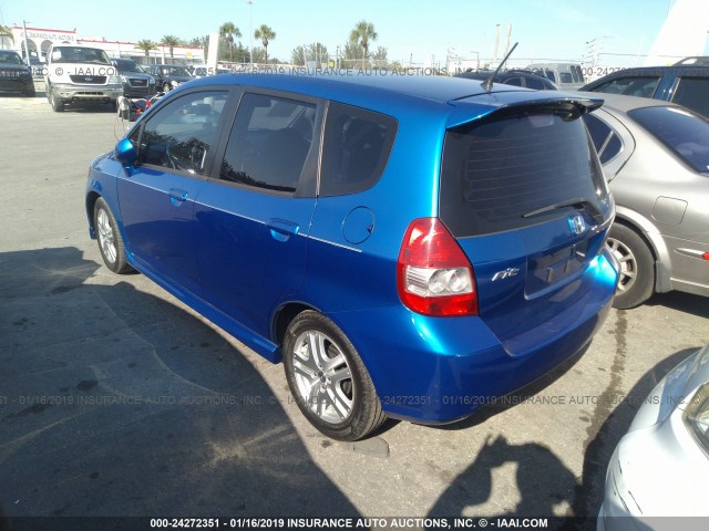 JHMGD38697S049241 - 2007 HONDA FIT S BLUE photo 3