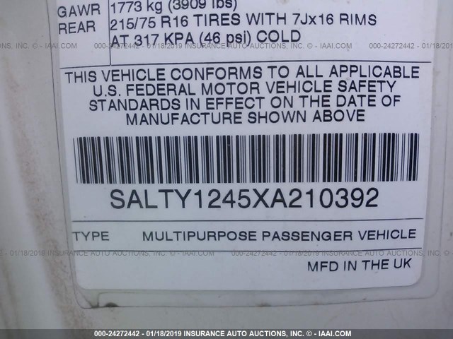 SALTY1245XA210392 - 1999 LAND ROVER DISCOVERY II  თეთრი ფოტო 9