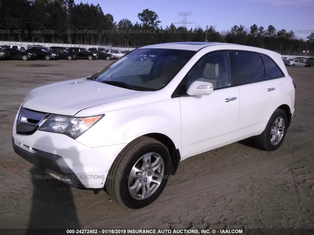 2HNYD28427H500493 - 2007 ACURA MDX TECHNOLOGY WHITE photo 2