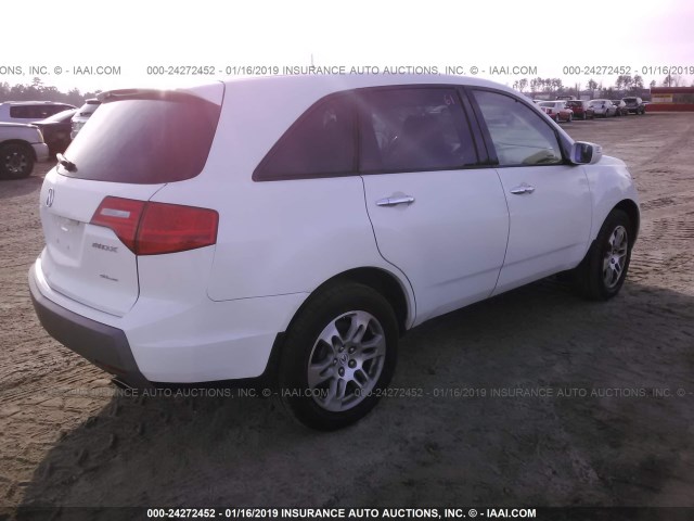 2HNYD28427H500493 - 2007 ACURA MDX TECHNOLOGY WHITE photo 4