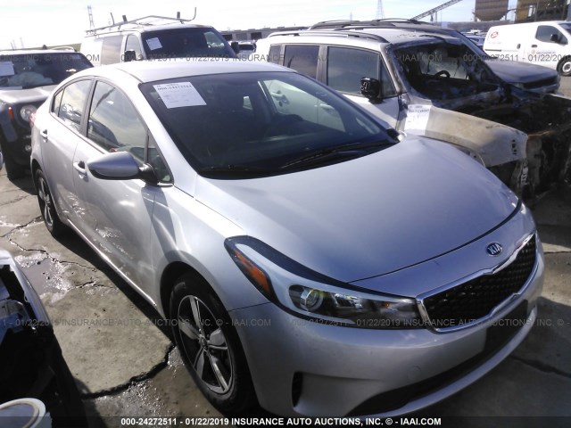 3KPFL4A72JE274815 - 2018 KIA FORTE LX/S SILVER photo 1