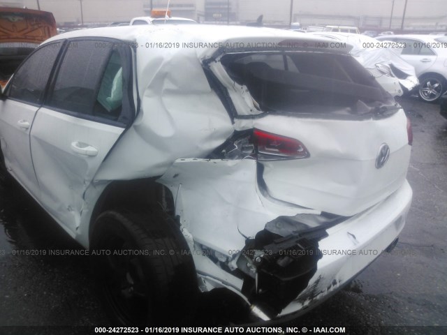 3VW217AU1FM039604 - 2015 VOLKSWAGEN GOLF WHITE photo 6
