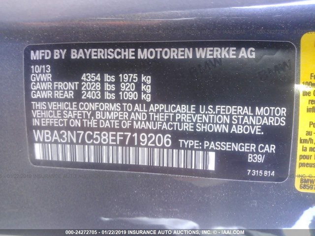 WBA3N7C58EF719206 - 2014 BMW 428 I GRAY photo 9