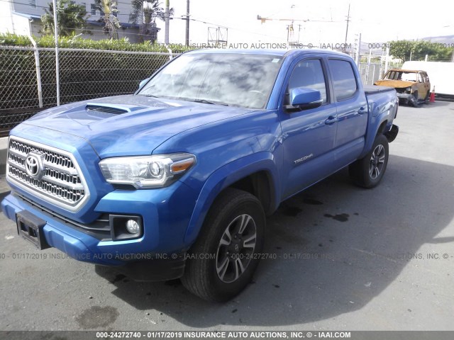 3TMCZ5AN0GM031010 - 2016 TOYOTA TACOMA DBL CAB/SR/SR5/TRD SPT/OR BLUE photo 2