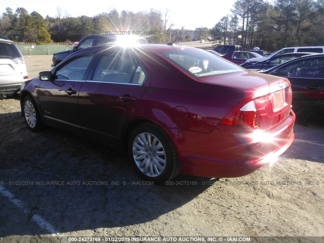 3FADP0L35CR429664 - 2012 FORD FUSION HYBRID RED photo 3