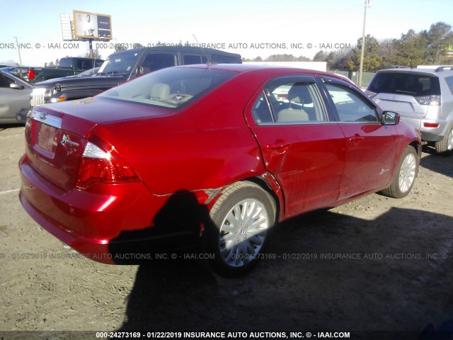 3FADP0L35CR429664 - 2012 FORD FUSION HYBRID RED photo 4