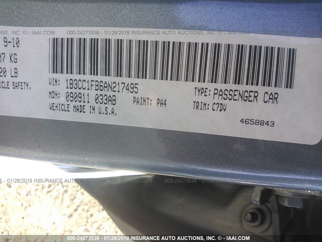 1B3CC1FB6AN217495 - 2010 DODGE AVENGER EXPRESS 青色 照片 9