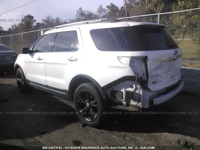 1FMHK8F88BGA00617 - 2011 FORD EXPLORER LIMITED WHITE photo 3